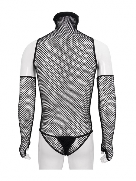 Black Gothic Mesh Sexy Top with Detachable Sleeves for Men - Devilnight ...