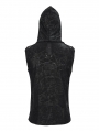 Black Gothic Punk Chain Skull Net Hooded Sleeveless T-shirt for Men