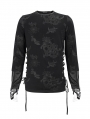 Black Gothic Punk Spider Web Patterned Long Sleeve T-Shirt for Men