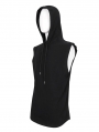 Black Gothic Simple Casual Hooded Sleeveless T-Shirt for Men