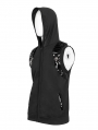 Black Gothic Punk Skull Sleeveless Hooded Vest Top for Men