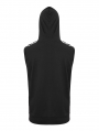 Black Gothic Punk Skull Sleeveless Hooded Vest Top for Men