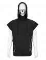 Black Gothic Punk Hole Hooded Short Sleeve T-Shirt for Men