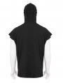 Black Gothic Punk Hole Hooded Short Sleeve T-Shirt for Men