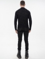 Black Gothic Punk Zip T-Neck Long Sleeve T-Shirt for Men