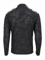 Black Gothic Punk Zip T-Neck Long Sleeve T-Shirt for Men