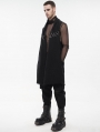 Black Gothic Punk Cross Chain Casual Loose Waistcoat for Men