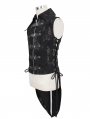 Black Gothic Punk Multi-Buckles Tail Waistcoat for Men