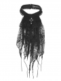 Black Gothic Cross Spider Web Lace Necktie for Women