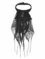 Black Gothic Cross Spider Web Lace Necktie for Women
