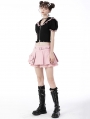 Pink Sweet Grunge Alternative Rebel Heart Bag Pleated Mini Skirt