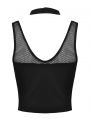 Black Gothic Punk Hollow-out Net Sleeveless T-Shirt for Women