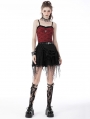 Black Gothic Punk Rebel Girl Spider Web Tasseled Mini Skirt