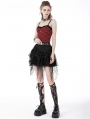 Black Gothic Punk Rebel Girl Spider Web Tasseled Mini Skirt