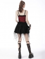 Black Gothic Punk Rebel Girl Spider Web Tasseled Mini Skirt