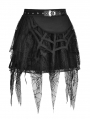 Black Gothic Punk Rebel Girl Spider Web Tasseled Mini Skirt