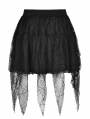 Black Gothic Punk Rebel Girl Spider Web Tasseled Mini Skirt