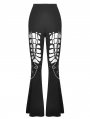 Black Gothic Punk Hollow-out Long Bell-Bottom Trousers for Women