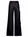 Black Gothic Punk Rebel Fashion Danger Bear Metal Studded Baggy Trousers for Women