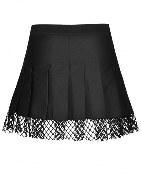 Black Gothic Punk Girl Studded Pleated Mini Skirt - Devilnight.co.uk