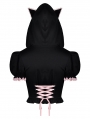 Black and Pink Gothic Lolita Cat Ear Short Hooded Top for Women