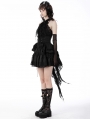 Black Gothic Lace Frilly Tail High-Low Party Tunic Skirt