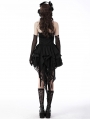 Black Gothic Lace Frilly Tail High-Low Party Tunic Skirt