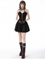 Black and Wine Red Gothic Strapless Lace Short Party Dress