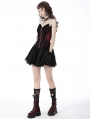 Black and Wine Red Gothic Strapless Lace Short Party Dress