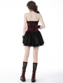 Black and Wine Red Gothic Strapless Lace Short Party Dress