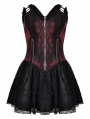 Black and Wine Red Gothic Strapless Lace Short Party Dress