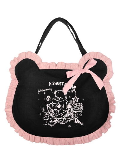 Black and Pink Gothic Adventures of Little Bear Ear Handbag