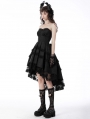 Black Gothic Lace Noble Dovetail High-Low Party Dress