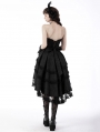 Black Gothic Lace Noble Dovetail High-Low Party Dress