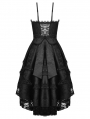 Black Gothic Lace Noble Dovetail High-Low Party Dress