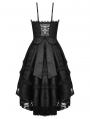 Black Gothic Lace Noble Dovetail High-Low Party Dress