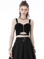 Black Gothic Punk Rock Sexy Cutout Crop Top for Women