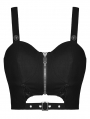 Black Gothic Punk Rock Sexy Cutout Crop Top for Women
