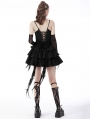 Black Gothic Devil High-Low Frilly Strap Short Party Dress