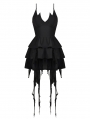 Black Gothic Devil High-Low Frilly Strap Short Party Dress
