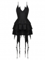 Black Gothic Devil High-Low Frilly Strap Short Party Dress