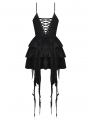 Black Gothic Devil High-Low Frilly Strap Short Party Dress