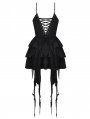 Black Gothic Devil High-Low Frilly Strap Short Party Dress