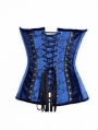Blue Floral Pattern Overbust Cupless Fashion Steampunk Corset
