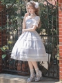 Shell Bell Blue and White Short Sleeve Embroidery Sweet Lolita OP Dress