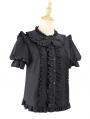 Black/White/Ivory Ruffled Sweet Lolita Blouse with Detachable Sleeves