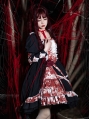 White/Black Blood Stained Dark Elegant Long Sleeve Gothic Lolita OP Dress