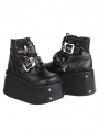 Black Gothic Punk Rivet Skull Platform Fashion Ankle Boots