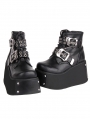 Black Gothic Punk Rivet Skull Platform Fashion Ankle Boots