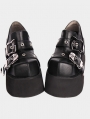 Black Gothic Punk Double Skull Buckle High Heel Platform Shoes